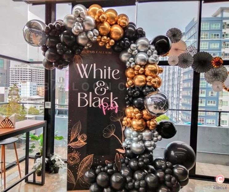 Backdrop โครมดำ-เงิน White & Black Party